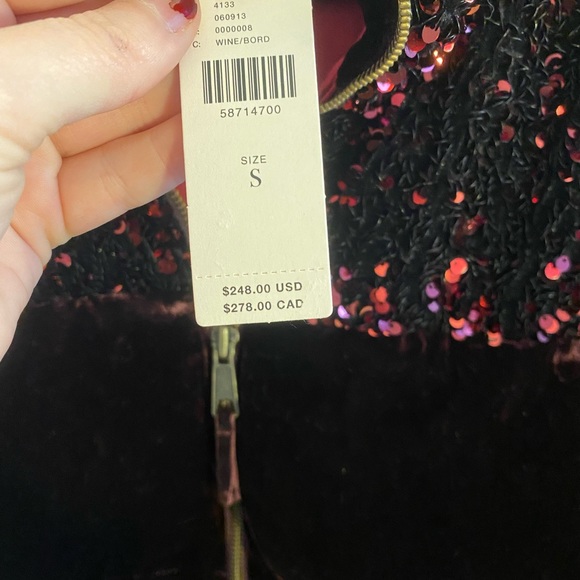 •Anthropologie• Maeve Velvet Sequined Purple Coat - Picture 4 of 6
